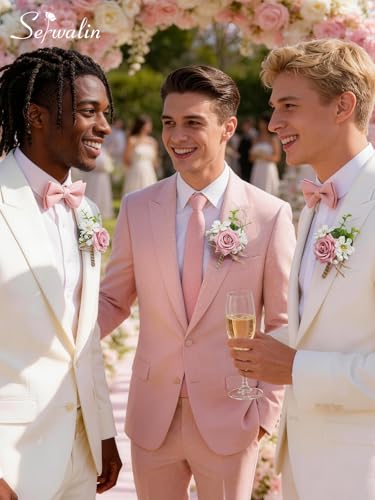 Serwalin 6PCS Pink Rose Boutonniere for Men Wedding Groom Groomsmen Best Man Boutonniere for Wedding Ceremony Anniversary Prom Flowers Formal Dinner Party - color: Pink, size: Boutonniere 6pcs