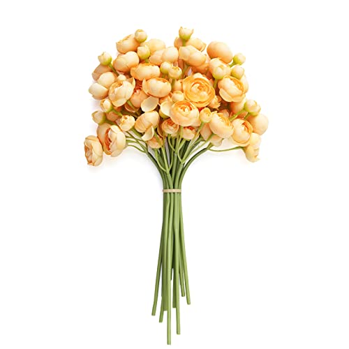 Ling's moment Ranunculus Artificial Flower, Faux Silk Mini Ranunculus Flowers for DIY Bouquet, Bulk Fake Wedding Filler Flowers for Centerpieces Arrangements Bridal Shower Decorations, French Yellow - color: Ylw-french Yellow