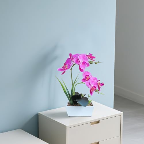 Purple Orchid Artificial Flowers Fake Orchid Plants for Living Room Realistic Orchid Faux Flowers Indoor Table Decorations for Dining Room Purple Centerpieces for Table Decorative Flowers - color: Purple