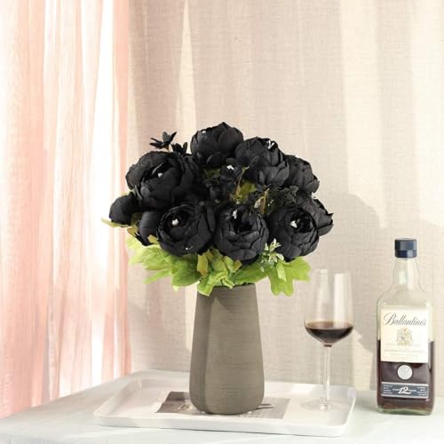 Higfra Artificial Flowers 50 Stems Realistic Roses - Lifelike Fake Flowers for Wedding Bouquets, Baby Shower Decor, Home Centerpieces, DIY Floral Arrangements (Black, 50pcs) - color: Black, size: 50Pcs