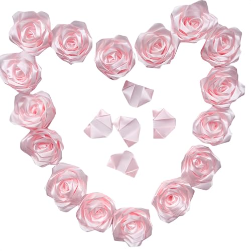 Time-Saving Pre-Fold Satin Petals (100Pcs), for DIY Eternal Rose Bouquets, Perfect for Wedding, Graduation, Valentine's Gift,Half-Finished Crafting DIY Eternal Flowers - color: 100 Pcs Baby Pink