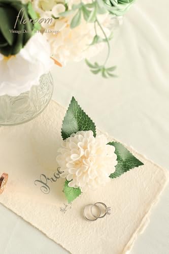 Floroom Sage Green Artificial Flowers Fake Roses Peonies Dahlia Greenery Combo Box Set for DIY Wedding Bouquets Bridal Shower Centerpieces Floral Arrangements Party Tables Home Decoration - color: Olive Sage Green