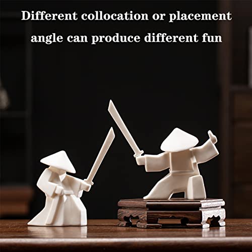 LYART Tea Pet Warrior Statue Figurine Tea Ornament Accessories Cute Kung Fu Tea Decoration Gift for Tearoom Home Office Children's Day Gift for Tea Lover - color: Whiteb