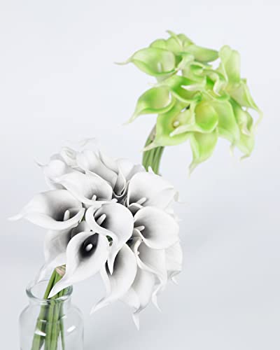 DuHouse 20Pcs Artificial Calla Lily Flower Real Touch Latex Flowers for DIY Wedding Bouquet Party Home Decor (Black White) - color: Black White, size: 20pcs