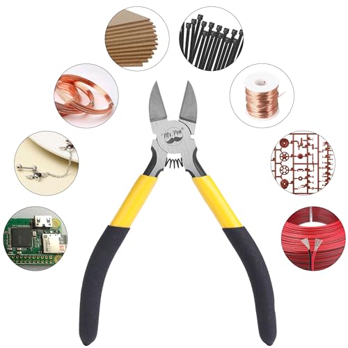 Mr. Pen- 5" Wire Cutters Bulk, 5 Pack, Precision Cutting Pliers | Ultra Sharp Wire Snips Wire Clippers, Diagonal Cutting Pliers for Jewelry Making Crafting, Wire Cutters Set - color: Yellow, Spring-loaded, size: 5 inch, 5 Pack