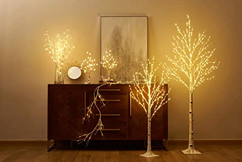 LITBLOOM Lighted Birch Tree with Timer Battery Operated or USB Plug-in 18IN 24 LED, Easter Trees with Lights for Wedding Party Home Fireplace Table Decoration - color: Birch
