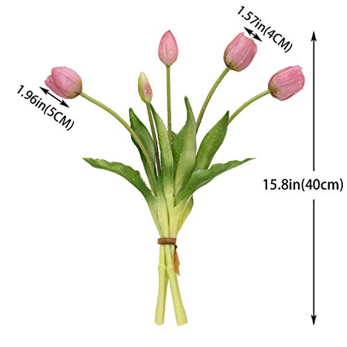 40pcs Artificial Tulips Flowers,Soft Touch Latex Bouquet, Fake Tulips Flowers,Spring Wedding Home Room Table Centerpiece Decor Light Purple Set - color: 40pcs Rolight Purple Set(no Vase)