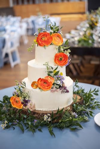 5PCS Ranunculus Artificial Flowers 60Heads Orange Faux Peonies with Stem Real Touch 21.65" Silk Ranunculus Fake Flowers for DIY Craft Wedding Floral Arrangements Home Table Decor(Orange) - color: Orange