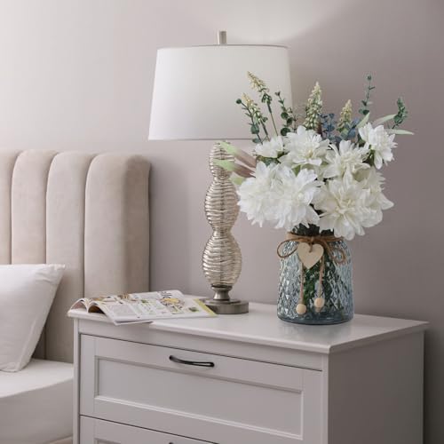 Leftover Fake Flowers in Vase,White Artificial Flowers Centerpieces for Tables,Fake Plant and Faux Flowers for Vase,Silk Flower Arrangements for Home Decor Living Room,Coffee Table Decor - color: White