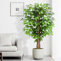 4ft Ficus Artificial Trees with Natural Curved Trunks, 48" Tall Lush Faux Tree for Home Decor Indoor, Green Lifelike Fake Ficus Tree Artificial Plants - size: 4ft