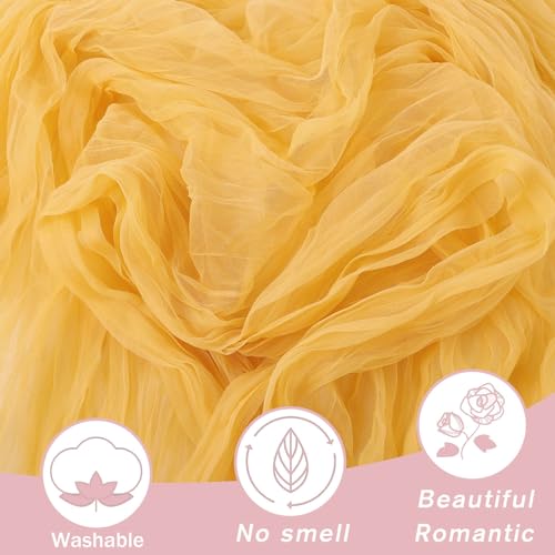 Yellow Gauze Table Runner 10ft Rustic Cheese Cloth Table Runner Boho Style Decoration for Romantic Date Wedding Party Baby Shower Photography Decoration - color: Yellow, size: 10 ft × 1 pc