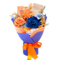 TINGE TIME Preserved Flowers Bouquet, Orange & Navy Blue Roses Gift Bouquet, Eternal Roses Bouquet for Wedding, Table Centerpieces, Mothers Day, Birthday Gifts, Anniversary, Graduation - color: Brunt Orange&Royal Blue