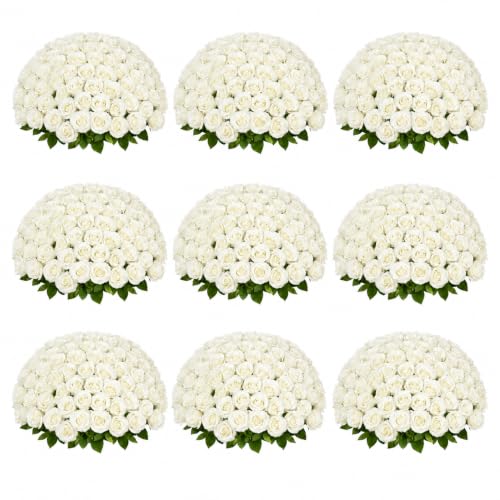 102 PCS White Roses Artificial Flowers, Fake White Roses Bouquet,White Artificial Silk Roses with Stems for DIY Wedding Flowers Decoration, Valentines Day, Home Decor, Bridal Bouquet Roses - color: Beige, size: 102 Pcs