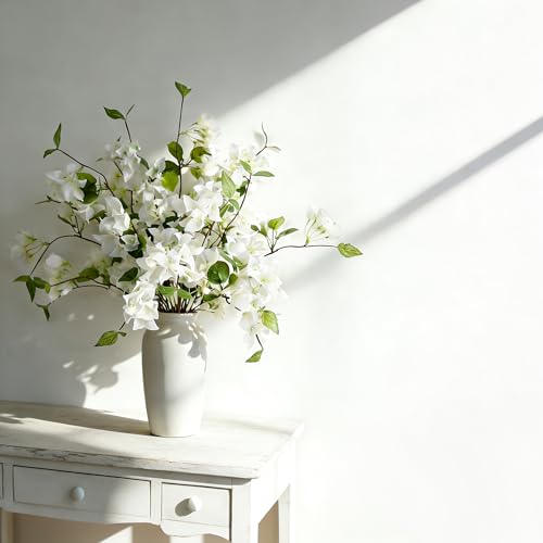 HCTCPALS Artificial Flowers for Outdoors 10 Pcs Bougainvillea Plant Realistic Silk Fake Flowers for UV Resistant Faux Plants Outdoor Indoor Outside Front Porch Hanging Planter Decoration-30” White - color: Bougainvillea White