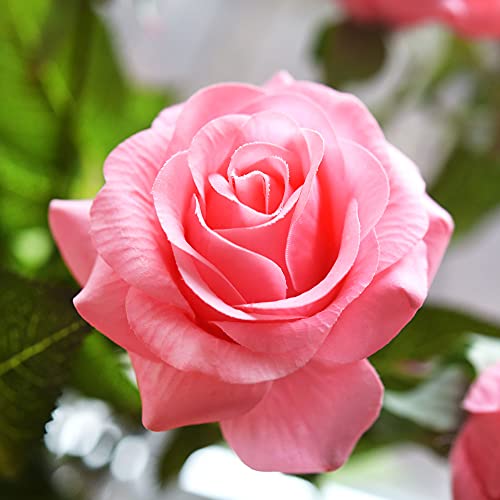 FiveSeasonStuff Fake Roses Wedding Flowers Real Touch Silk Pink Artificial Flowers 12 Stems - color: Pink