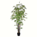 Vickerman 8' Artificial Potted Black Japanese Bamboo Tree - Faux Trees for Indoor Decor - 2334 Leaves, Maintenance-Free Artificial Tree - Black Plastic Planters Pot - size: 8ft