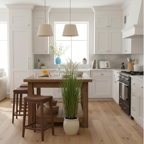 KOL Artificial 4ft Horsetail Reed Grass, 47.2in Artificial Indoor Outdoor Fake Grass Plant, Home Office Wedding Decorative Artificial Plants & Flowers in Pot Faux Plant Greenery, Housewarming Gift - size: 4FT