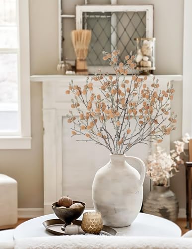 GnFlus 3Pcs Artificial Cotton Branches Fake Flowers for Spring Winter Indoor Boho Decoration,Faux Long Stem Artificial Flowers for Wedding Home Office Bedroom Party Table Centerpieces Decor Brown - color: Cotton - Brown