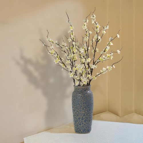 LESING 4pcs Cherry Blossom Flowers Artificial, Fake Silk Cherry Blossom Branches Tall Peach Blossom Flower Stems Arrangement for Wedding Home Office Party Decoration (White -2) - color: White -2