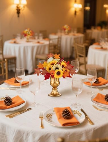 BLOSMON Fall Flowers Artificial for Decoration: 2 Pcs Fake Sunflower Maple Leaf Flower Balls for Thanksgiving Table Centerpieces - Faux Autumn Floral Arrangements for Home Decor