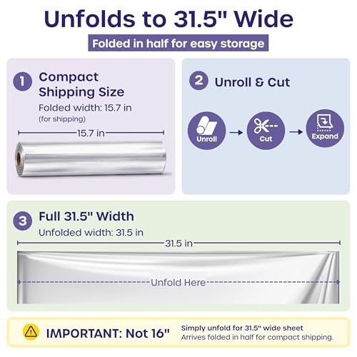 volila Clear Cellophane Wrap Roll (31.5 in x 100 ft) - 3 Mil Thick Cellophane Wrap for Gift Basket, Treats, Flower Wrapping, Clear Wrapping Paper (31.5" folds into 16") - color: Clear - Cellophane Roll 31.5 in x 100 ft