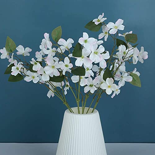LIUCOGXI 4 Pcs Dogwood Flowers Floral Arrangements Artificial Silk Bouquet White for Home Wedding Bridal Bouquet Kitchen Table Vase Decoration - color: White # 4pcs