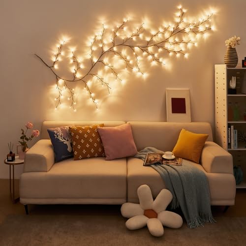 Bexdir Enchanted Willow Vine Lights 9.3ft 160LED, Vines for Home Decor Lighted Tree for Walls in 8 Modes & Timer, Branches Lights for Halloween Christmas Holiday Decor Indoor with Timer - color: Brown