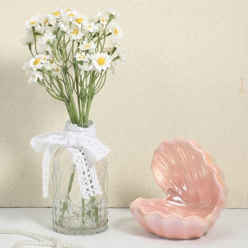 KALIONE 6Pcs Small White Daisy Flowers Artificial, 10 Inch Artificial Daisy Flowers, Vase Centerpiece Table Decorations, Fake Daisies, Wildflower Spring Flower for Wedding Party Decor