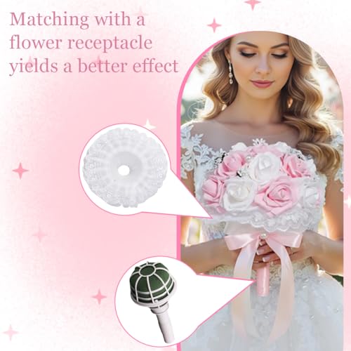 UPSTORE 4Pcs Lace Bouquet Collar DIY Bouquet Holder Wedding Bridal Bouquet Collar Lace Decoration Bouquet Holder Flower Handle Holder for Wedding Party Decoration Supplies