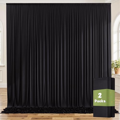 Black Wrinkle Free Black Backdrop Curtains for Parties, Thick Fabric Photo Backdrop Drapes for Birthday Wedding Baby Shower Party Photography Background Backdrop, 10ft x 7ft - color: Black, size: 10ftx7ft
