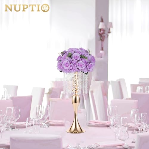 NUPTIO Flower Balls Flowers for Centerpieces: 2 Pcs 15.7 inch Diam Light Purple Artificial Rose Fake Flower Ball Arrangement Bouquet Wedding Centerpieces for Tables Wedding Centerpiece Decorations - color: Light Purple, size: 15.7" Diam - 2 PCS
