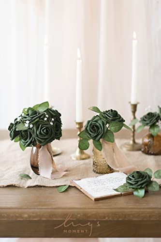 Ling's moment Artificial Roses, Emerald Green, 3 Inch 50 Pcs | Foam Material, With Stems, DIY Floral, Wedding/Party Decor, Centerpieces/Bouquet - color: Gn- Emerald Green, size: 50Pcs