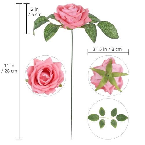 Pink Roses Artificial Flowers 16pcs Velvet Artificial Roses with Stems 3.15" Pink Fake Roses for Bridal Bouquet Wedding Flowers for Floral Centerpieces Home Party Decor (Pink) - color: 3.15" Pink