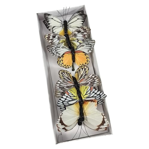 Cartanfill- Artificial Feather Simulation Butterfly Party Decoration Set, a Set of 12 Pieces with Clips, Used for Home Decoration in 12 Colors.… (D Wire) - color: D Wire