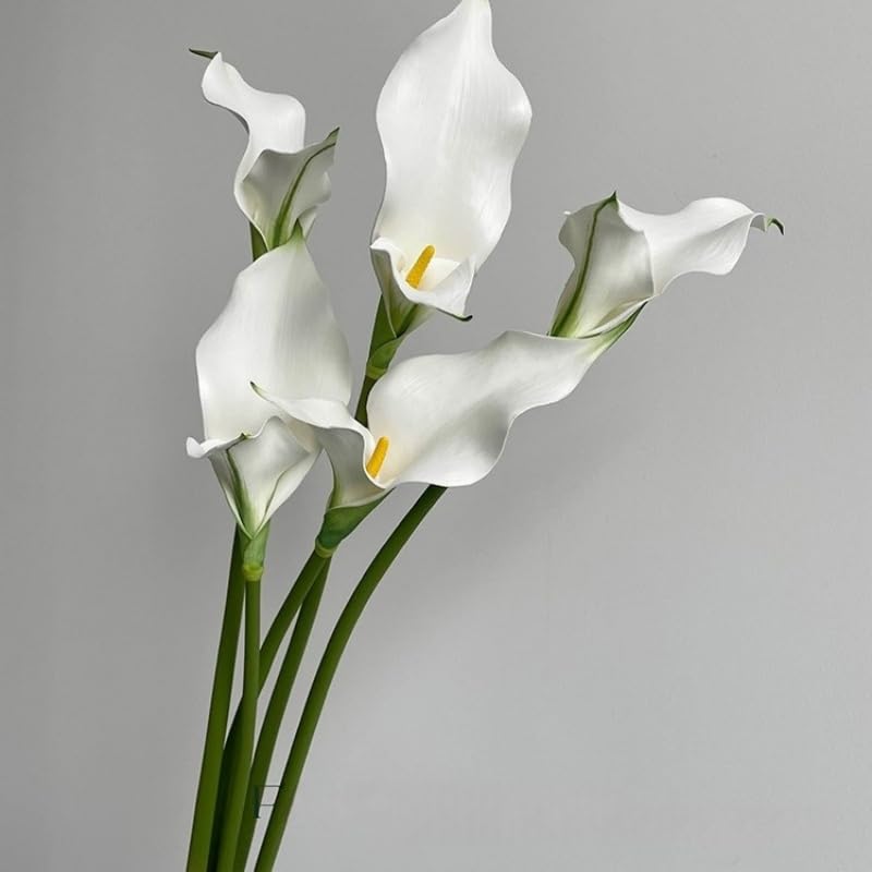 6 Pieces Calla Lily Artificial Flowers,Real Touch Latex Flowers,22“Long Stem Artificial Flowers for DIY Wedding Bouquet Party Home Table Centerpieces Decor (White) - color: White