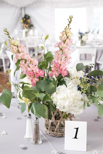 Pink Silk Delphinium Flowers Combo Clematis Greenery 8pcs Long Stem Pink Fake Larkspur Flowers Floral Arrangements for Tall Vase Table Party Home Decor - color: Pink