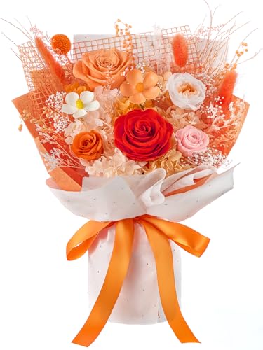 Eterfield Flowers for Delivery Prime, Mother's Day Forever Flowers Bouquet, Preserved Orange Roses Birthday Gifts for Her Women Wife Mom Grandma Anniversary Valentines Day Christmas - color: Orange