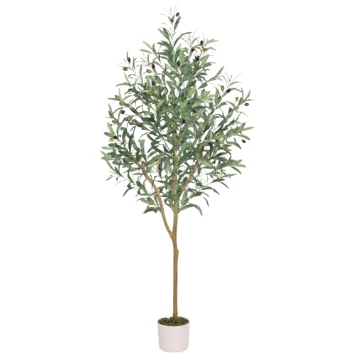 Olive Trees Artificial Indoor, 5ft Artificial Plants Indoor with Lifelike Fruits and Realistic Leaves - Indoor Tall Faux Olive Trees for Modern Home Office Living Room Decor