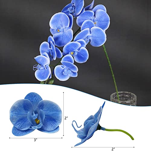 LARDUX Artificial Flower Heads - 20 PCS Fake Orchid Flowers Heads Faux Butterfly Heads for Hair Accessories Wedding Favors Cakes Decoration Wreaths - Blue - color: Blue