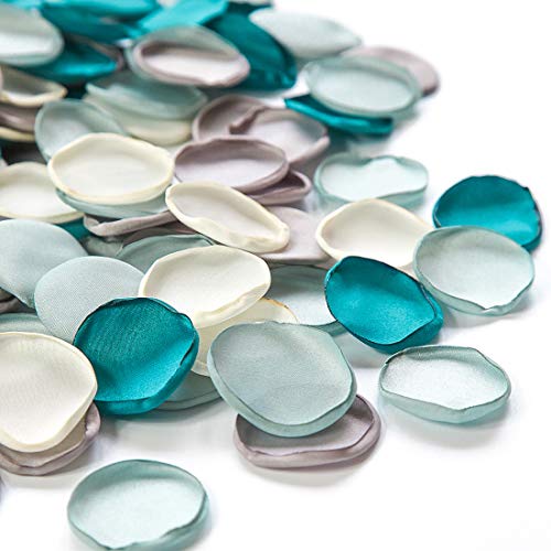 Floroom 300pcs Rose Petals Teal Green Faux Silk Flower Petals for Wedding Flower Girl Basket Aisle Scatter Cake Table Centerpieces Party Confetti Baby Shower Romantic Night Decoration Home Decor - color: Green Light Forest, size: 300pcs