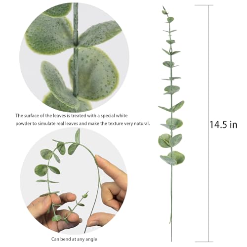 20pcs Eucalyptus Stems Artificial Eucalyptus Leaves Stems Artificial Fake Flowers for Home Office Flowers Bouquet Centerpiece Wedding Decoration Christmas Decor 2026