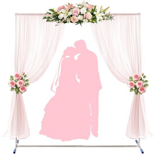 Wedding Arch,7 x 4 FT Metal Arch Backdrop Stand with Support Feet Base,Square Arched Frame for Birthday Party Ceremony Event Balloon Arches Decoration - size: 7*4 ft