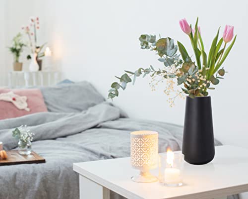 D'vine Dev 8 Inch Ceramic Flower Vase Textured Finishing, Minimalist Design for Kitchen, Bedroom, Living Room, Centerpieces, Office, Raven Grain, VS-XH-B-1 - color: Raven Grain, size: 8 Inch