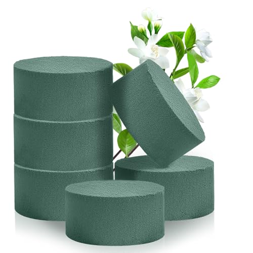 6 Pcs Round Floral Foam Blocks, 3.2 inch Plant Flower Foam, Green Flower Foam for Fresh or Artificial Flower Arrangements, Florist Foam for DIY Crafts, Wedding, Birthdays, Home Decor - color: 6Pcs, size: 3.2"Wx1.6"H