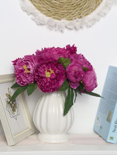 Hot Pink Peonies Silk Flowers 2 Bouquets Fake Peonies 14 Heads Faux Peony Flowers with Stems for Wedding Decoration Bride Bouquet Faux Flowers Crafts Floral Arrangement (Hot Pink) - color: Hot Pink