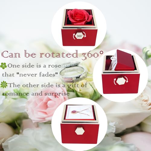 Romantic Gifts for Her Rose Ring Box Jewelry Box Artificial Flowers Eternal Rose Box Anniversary Wedding Valentine's Day Christmas Birthday Thanksgiving Gifts for Mom Wife Girlfriend Women - color: black