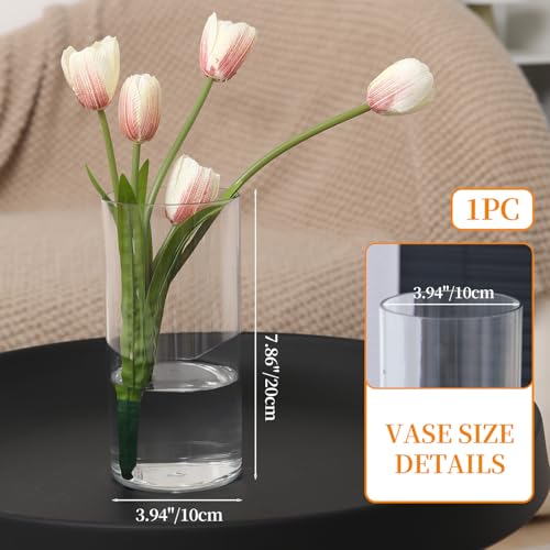 Flower Vase Acrylic Cylinder,7.86" Tall Clear Vase for Centerpieces,Wedding Decorative,Home Décor, Non Breakable Plastic, 3.94" x 7.86" Tall Round - Clear - size: Single - 3.94"x7.86"