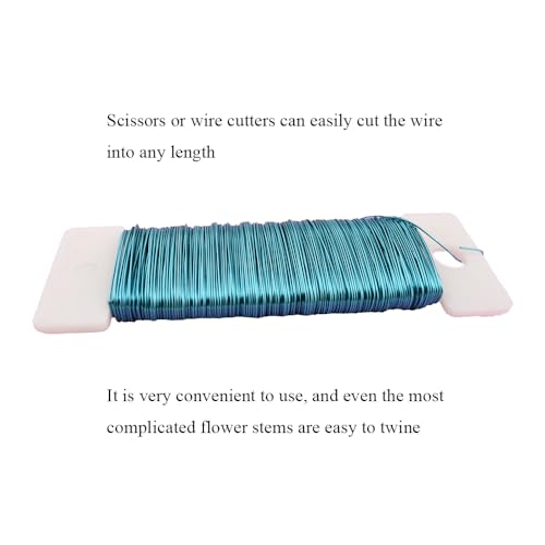 HAHIYO 26Gauge Blue Metal Floral Wire - 1 Roll, 38 Yards (115 Feet) - Flexible Paddle Wire for Craft, Christmas Wreath, Flower Arrangement, Bouquet Wrapping, Wedding, DIY - color: Blue, size: 26Gauge-1P/38Yards
