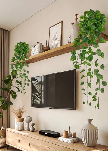 24" Artificial Hanging Plant Ivy Vine Green Plants Decorative Artificial Plants Fake Hanging Plants for Window Wall Decorations - color: Pothos, size: 48-inch