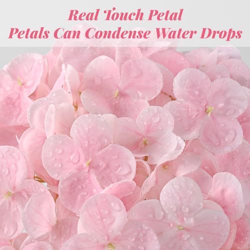 MARTINE MALL 3Pcs 21in Hydrangea Artificial Flowers, Latex Real Touch Hydrangeas Lifelike Large Hydrangea Flowers for Home Decor Party Arrangements Wedding Bouquets Centerpieces (Light Pink) - color: Light Pink, size: 3Pcs